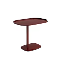 Modern Red Side Table With Oval Top And Single Tapered Leg Design 3d model