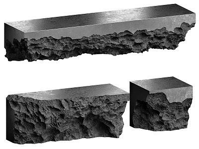 Elegant Bar Counter With Rough Stone Texture And Smooth Surface Finish 3d model