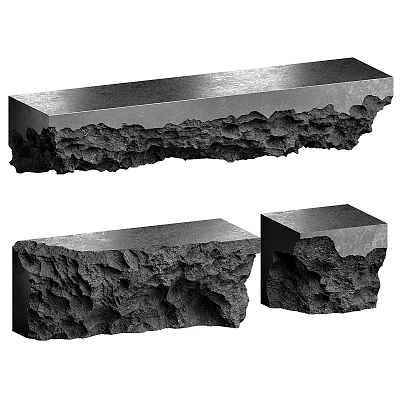 Elegant Bar Counter With Rough Stone Texture And Smooth Surface Finish 3d model