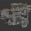 Modern Rocky Landscape With Wooden Platforms Staircases And Natural Rock Recesses