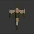 Camouflage Military Aircraft Model With Green Beige Body Red Nose And Missiles