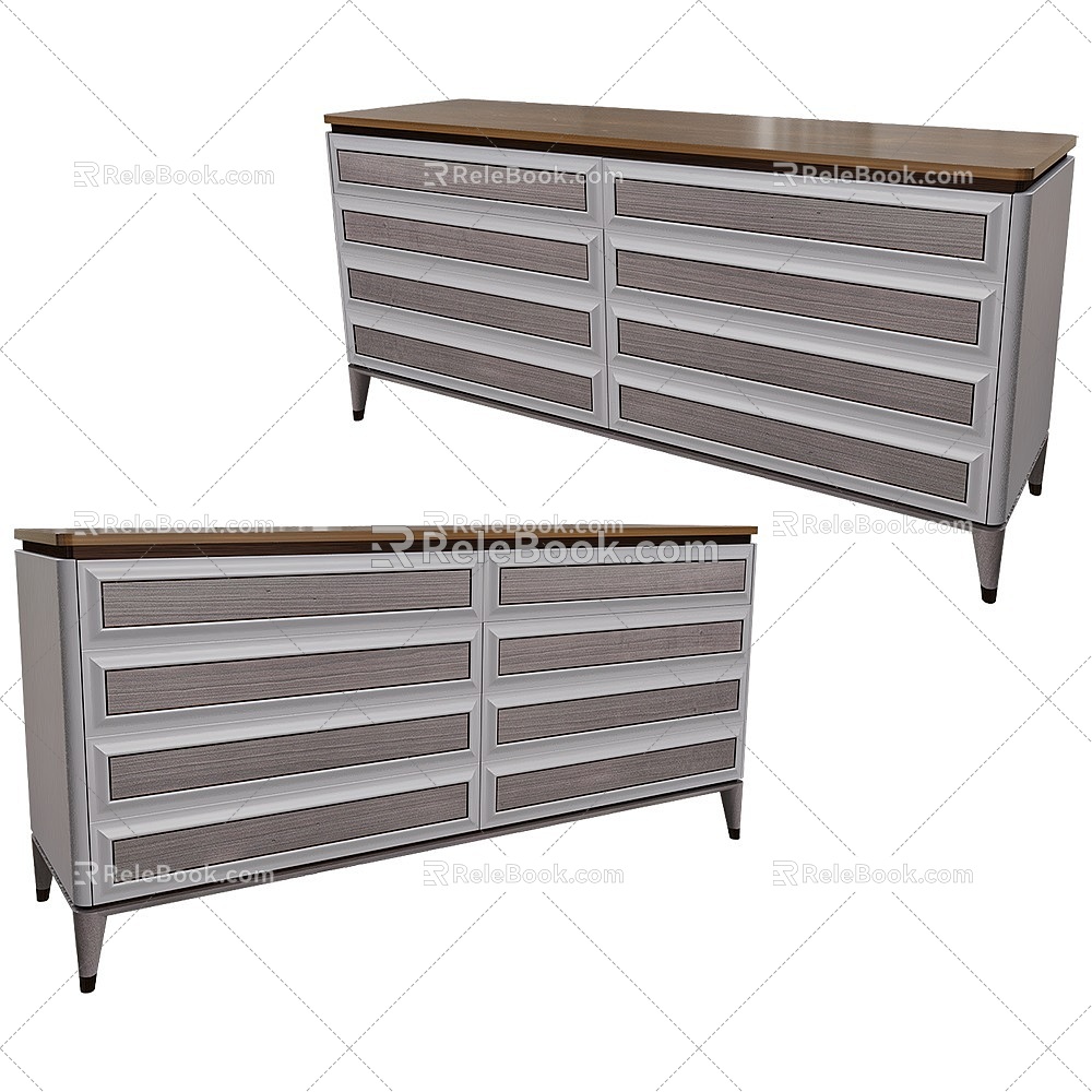 Chest Modern Wooden Side Cabinet 18 3d model