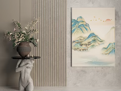 New Chinese Landscape Painting Hanging Painting 3d model