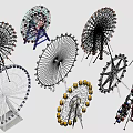 Colorful Ferris Wheels With Various Designs For Amusement Park Rides