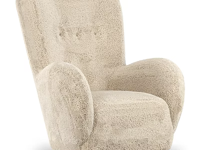 Soft Beige Single Sofa With Plush Armrests And Tufted Back Design 3d model