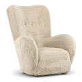 Soft Beige Single Sofa With Plush Armrests And Tufted Back Design