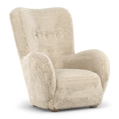 Soft Beige Single Sofa With Plush Armrests And Tufted Back Design 3d model