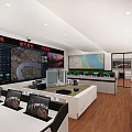 Modern Monitoring Room Monitoring and Command Room 3d model