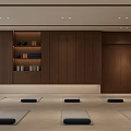 Spacious Yoga Studio With Neat Yoga Mats Wooden Decor Round Pendant Lights And Yoga Balls