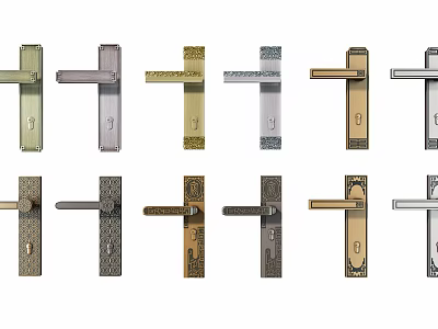Classic And Modern Decorative Door Handles With Various Styles And Metallic Finishes 3d model