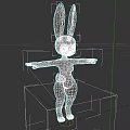 3D Rabbit Character With Long Ears Arms Outstretched Light Body And Dark Background