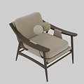 Stylish Accent Chair with Beige Fabric Dark Brown Wooden Frame Armrests and Spherical Decor
