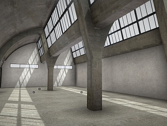 Bauhaus style building industrial plant industrial warehouse 3d model