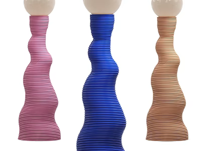 Colorful Floor Lamps with Twisted Curved Bases Pink Blue and Brown Modern Artistic Design 3d model