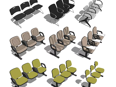Various Design Public Chairs in Black Gray Beige Green for Public Spaces 3d model