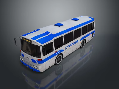 Blue And White Modern City Bus With Streamlined Body And Urban Transport Design 3d model