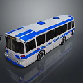 Blue And White Modern City Bus With Streamlined Body And Urban Transport Design