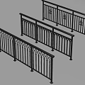 Black Metal Railings With Ornate Decorative Patterns And Sturdy Posts 3d model