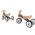 Children's Wooden Tricycles With Gray Structure Seats And Round Wheels