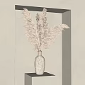 Beige Woven Vase With Fluffy Pampas Grass In Light Colored Wall Corner