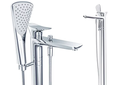 Modern Chrome Shower Head Set With Handheld Overhead Sprayers And Faucet 3d model