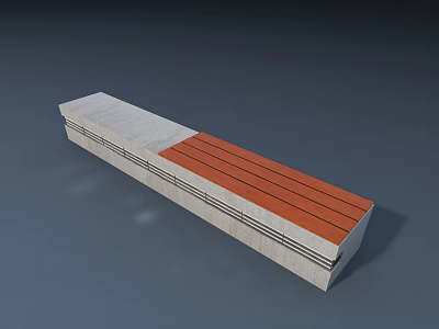 Modern Design Outdoor Bench Featuring Concrete Frame And Wooden Slats Top Structure 3d model