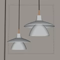 Two Modern White Pendant Lights Hanging With Soft Illumination Interior Design 3d model