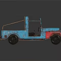 Vintage Blue And Red Truck With Open Cab Rustic Weathered Classic Design