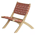 Natural Solid Wood Woven Strap Folding Outdoor Leisure Chair For Patio And Garden Daily Enjoyment