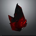 3D Rendered Red And Black Geometric Crystal Structure With Luminous Effect