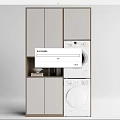 Bathroom Cabinet Rack With Gray Cabinets Open Shelf And Stacked Washer Dryer