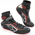 Black And Orange High Top Racing Shoes With Alpinestars Logo And Sporty Design