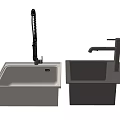 Two Modern Stainless Steel Kitchen Sinks With Pull out Faucet and Black Design