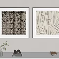 Black And White Abstract Wall Art With Framed Design And Minimalist Decor Items 3d model