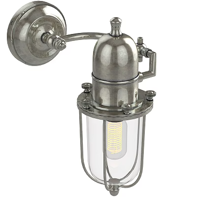 Industrial Style Silver Metal Wall Light With Adjustable Arm And Glass Shade 3d model