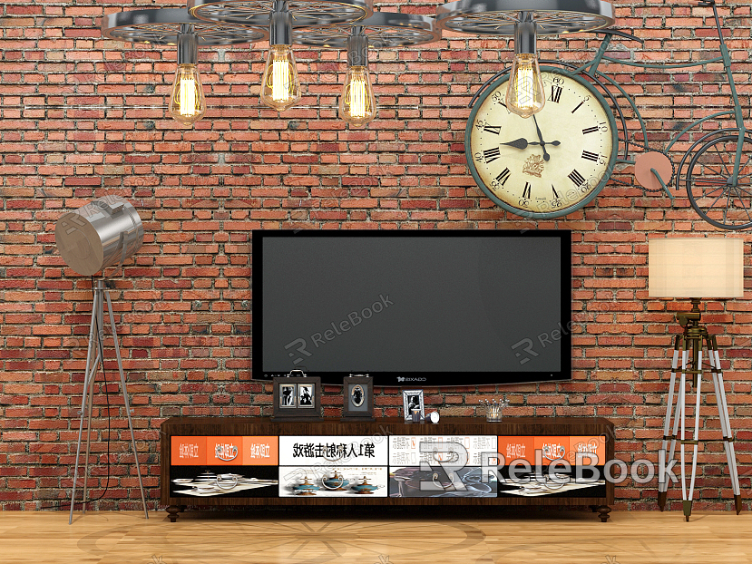 Industrial LOFT TV Cabinet TV Wall Wall Chandelier model