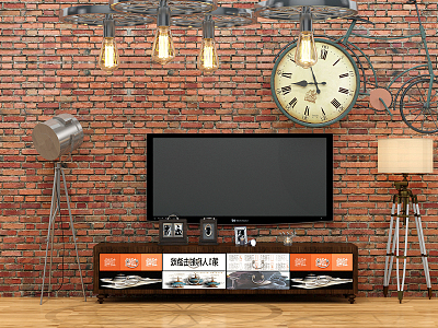 Industrial LOFT TV Cabinet TV Wall Chandelier model