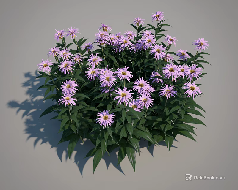 Purple Flowers With Green Leaves In Dense Cluster For Vase Decoration 3d model 