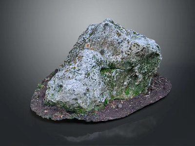 Natural Wood Stone Decor With Moss Covered Surface And Rustic Texture For Home 3d model