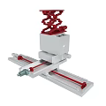 Industrial Mechanical Device With Silver Base Red Rails And Top Components 3d model