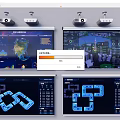 Projection Monitoring System With Multiple Screens Showing Real Time Data Visualization Maps And Charts