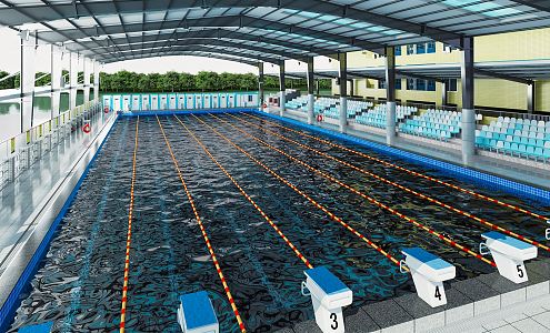 modern swimming pool sports center swimming pool swimming pool diving platform indoor swimming pool 3d model