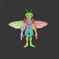 Cosmic Armored Insect Creature Standing With Red Eyes And Transparent Wings In Space