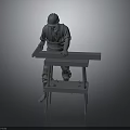 Worker in Safety Helmet Handling Long Wooden Plank at Workshop Workbench