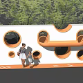 Commercial Children's Play Equipment With Orange Frame Spiral Slide And Climbing Structures