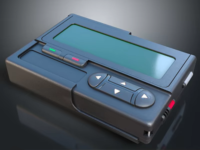 Handheld Black Electronic Device With Green Screen And Control Buttons 3d model
