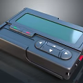 Handheld Black Electronic Device With Green Screen And Control Buttons