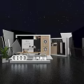 SAIC Audi Exhibition Booth Design With Modern Geometric Shapes And Lighting Elements 3d model