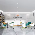 Modern Specialty Store Interior With Shelves Bottles Tables Chairs And Marble Counter