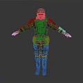 Sci Fi Armored Warrior Character With Metallic Mechanical Armor And Helmet